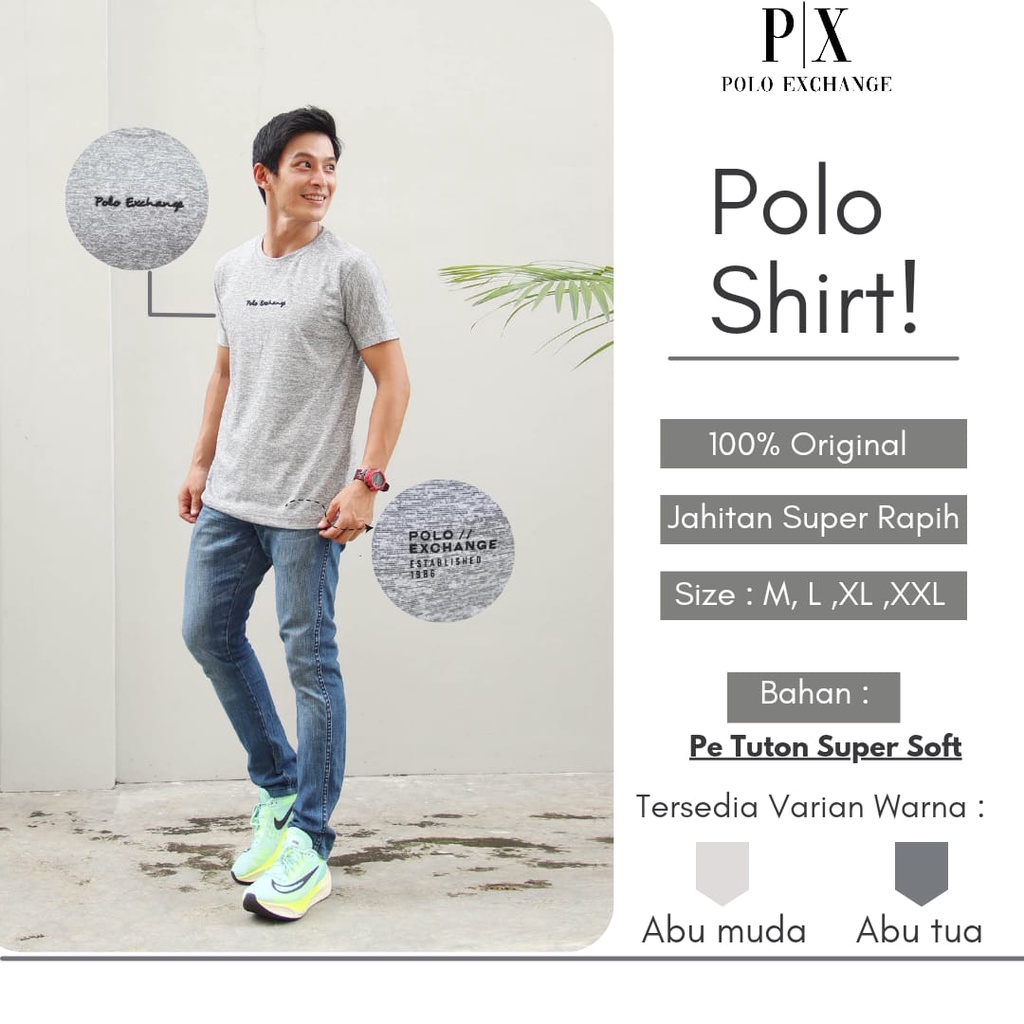 Kaos Pria Dewasa Distro Estetik Baju Cowok kekinian Polo Exchange Bahan PE Tuton M, L, XL, XXL 10078