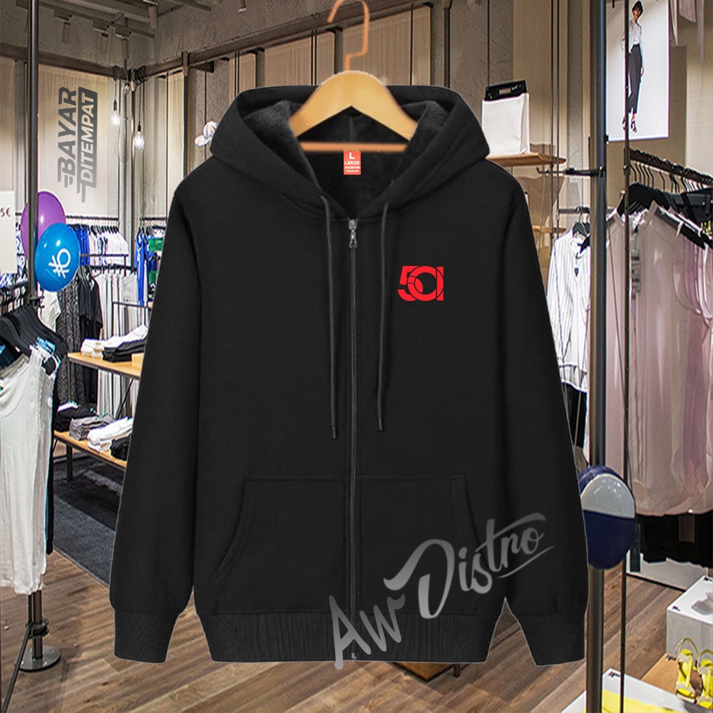 COD Jaket Distro 501 Logo Text Merah Premium Quality Sweater Tulisan Jaket Kata-Kata Hoodie Sablon