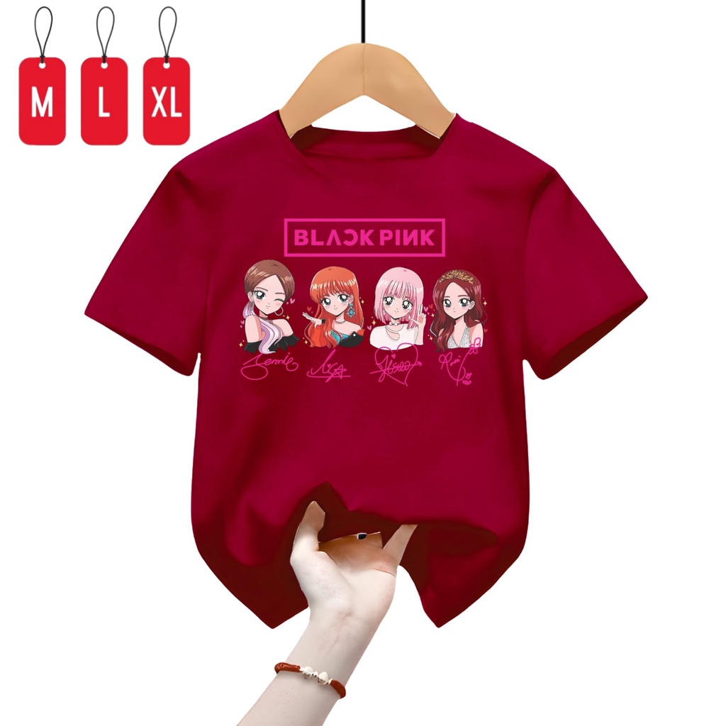 Hzl_outfit Baju Kaos Anak Perempuan B-PINK M,LXL