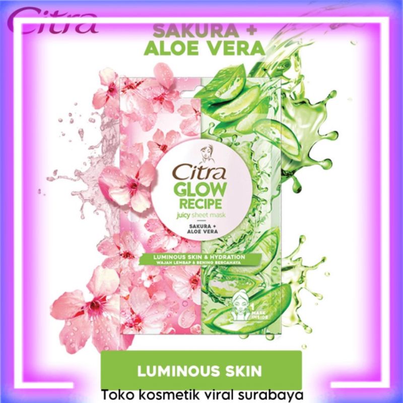 CITRA RECIPE SHEET MASK/MASKER WAJAH CITRA SAKURA+ALOE