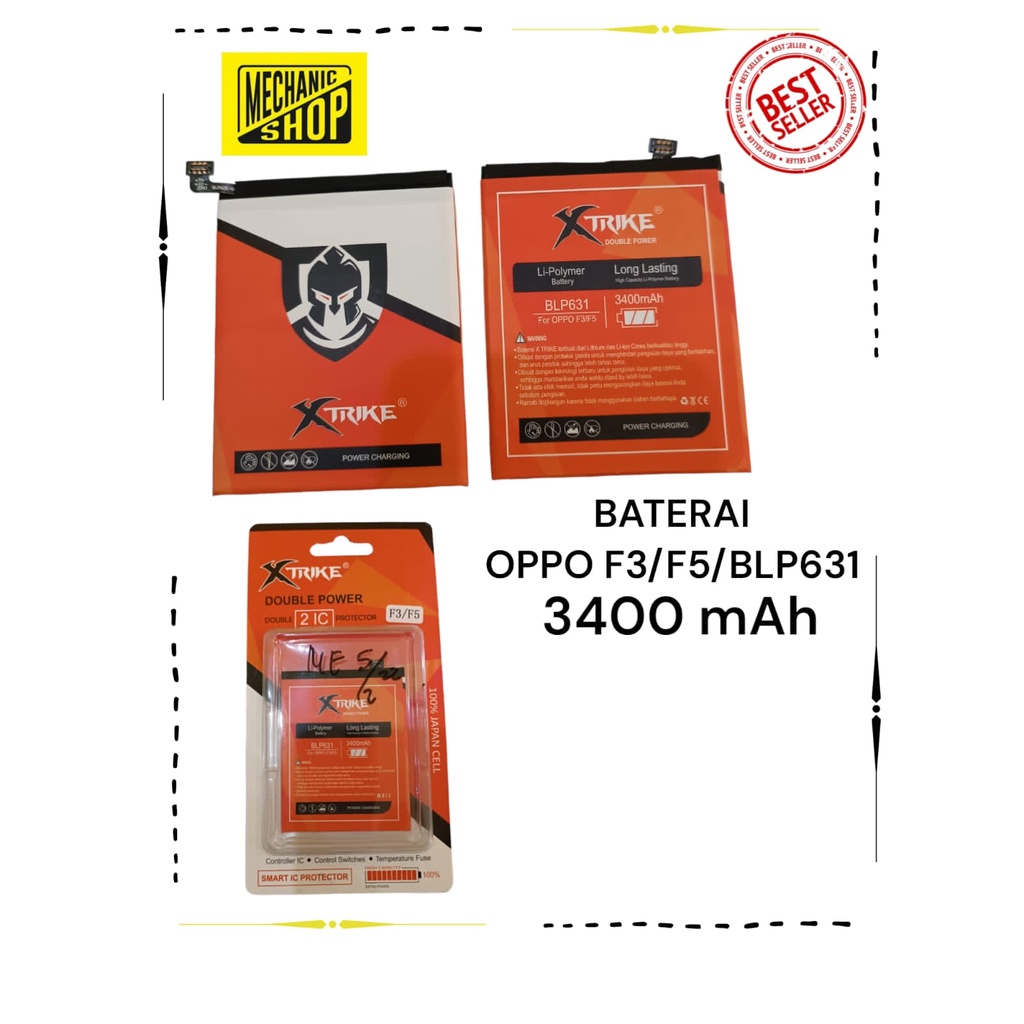 BATERAI XTRIKE OPPO F3 / OPPO F5 (BLP631) DOUBLE POWER