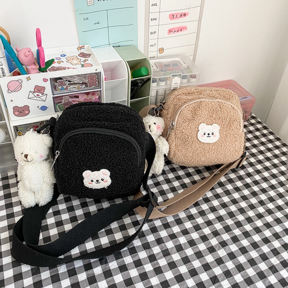 OVERFLOWS.ID CUTE BEAR WOOLEN SLING BAG TAS BEAR LUCU