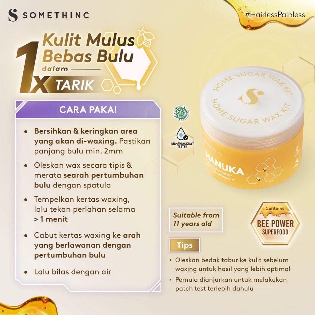 BPOM SOMETHINC Manuka Sugar Wax Home Kit (Waxing Natural untuk Tubuh Bulu Ketiak)