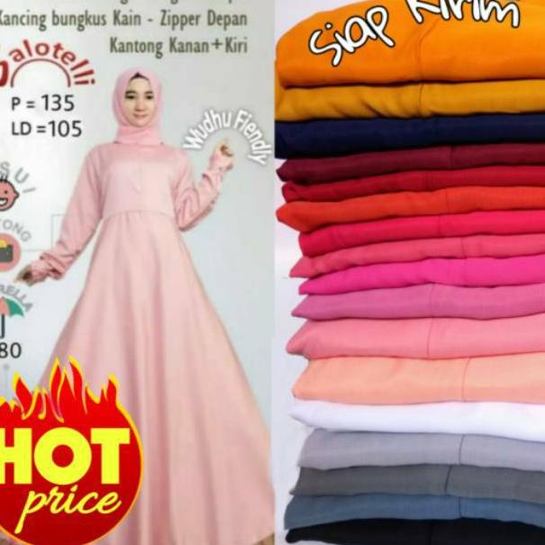 REKOMENDASI Promo Gamis Syari Balotelli Polos Karet Pinggang Gamis Polos Balotelli Gamis Navy hijau 