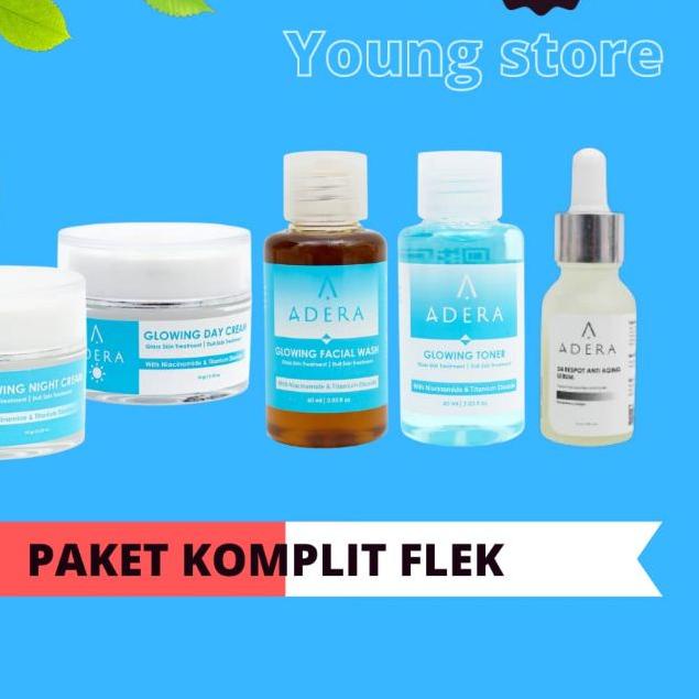 ✲ ADERA GLOWING SERUM - ADERA CREAM - ADERA DAY CREAM - ADERA NIGHT CREAM - PAKET KOMPLIT ➱