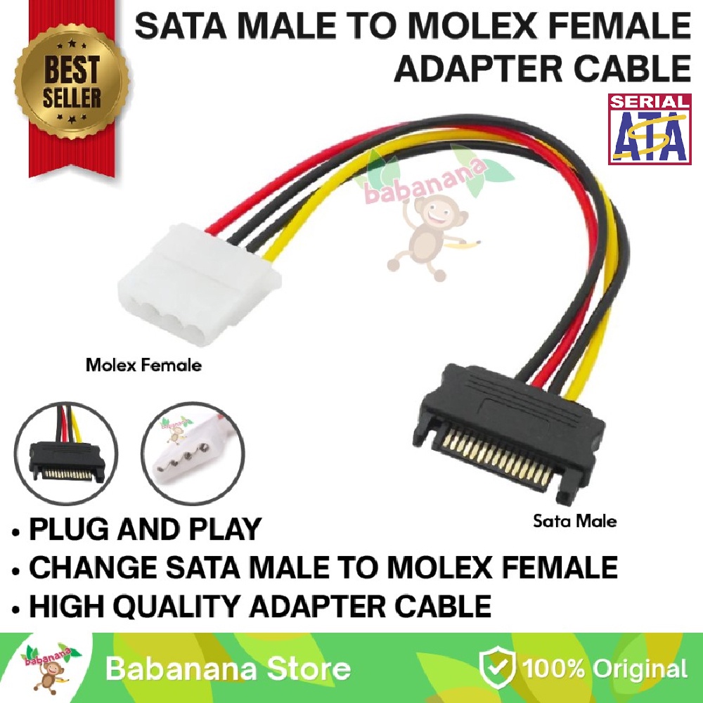 Kabel Power Sata Extension Converter Sata Male to Molex Female adapter