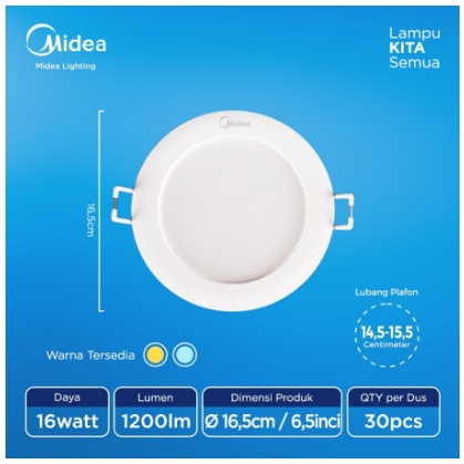 Midea Led Down Light 16 Watt 3000K