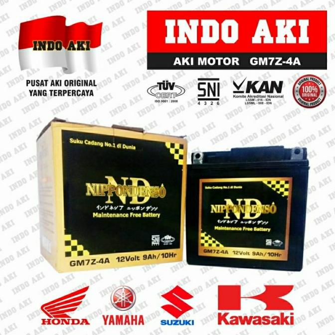 Aki Motor Kering Nd Nippondenso Gm7Z-4A Gm7Z4A 9Ah 9 Ah Mf Thunder Debezzz