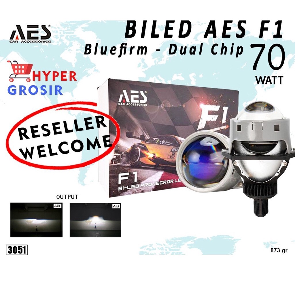 Projector BILED AES F1 AES 3 Inchi Bluefirm Dual Chip Led 70 W | MOBIL &amp; MOTOR BERMIKA BESAR