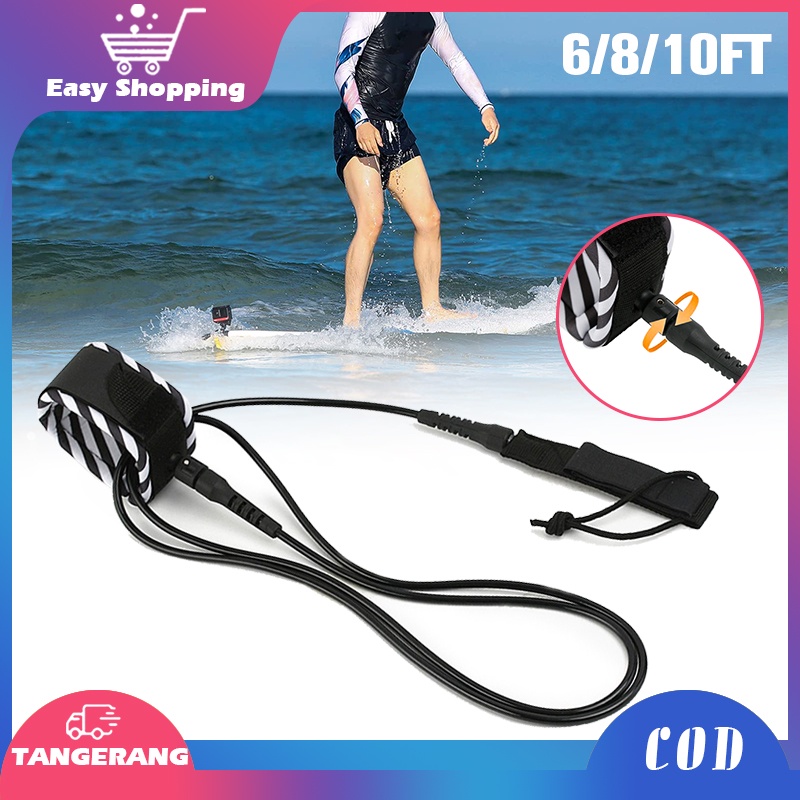 Surf Leash Surfboard 6/8/10ft Leash Surfing Paddleboard Leash Surfing Leg Rope Tali Pedal Kaki Untuk Papan Selancar