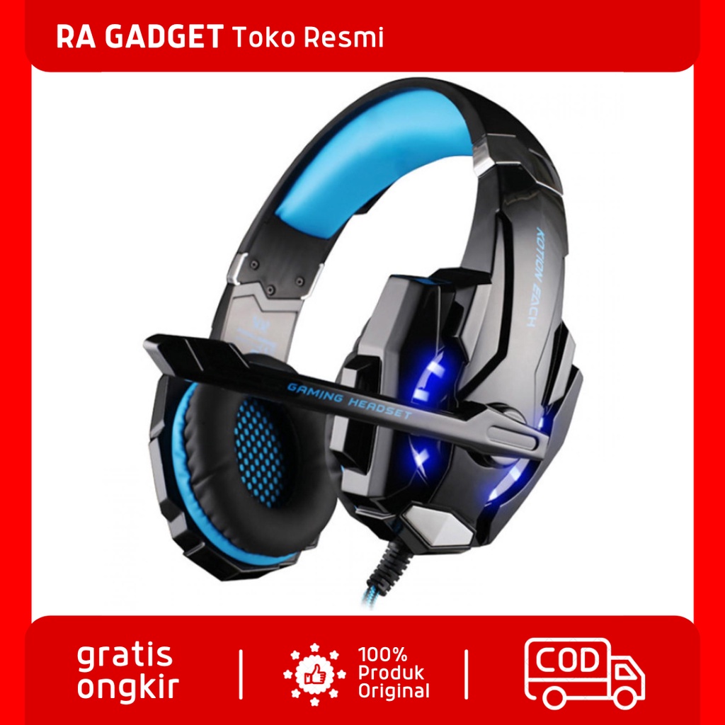 G9000 Gaming Headset Twisted with LED Light / Headphone Gaming Pc Hp Laptop Komputer Mic 3D Stereo F
