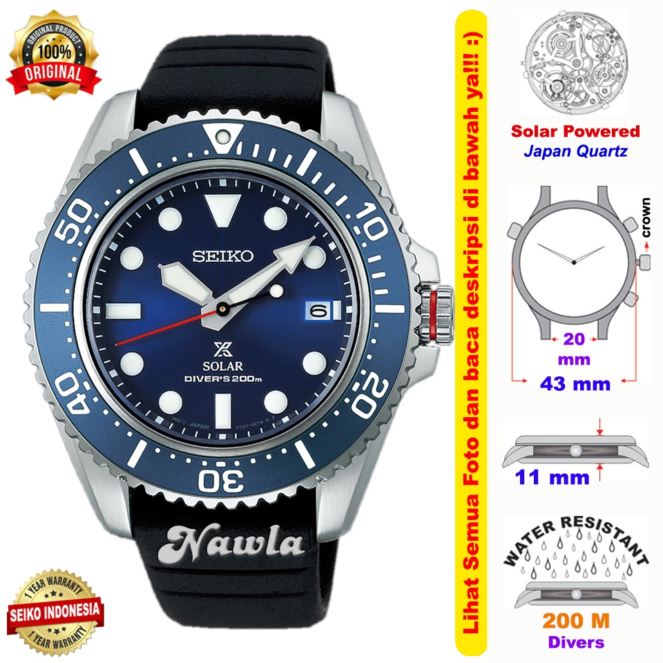 Seiko Prospex SNE593P1 Solar Diver Blue - Jam Tangan Pria SNE593