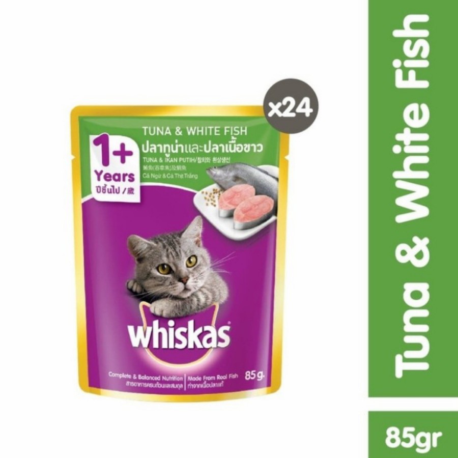 whiskas pouch adult 80gr - whiskas sachet tuna &amp; white fish (24 pcs)