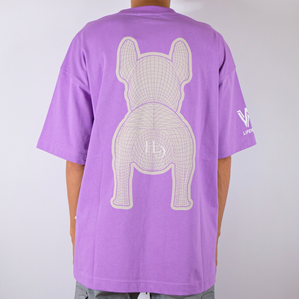 Lifework Silket LA Dog Oversize Tee Purple 100% Original