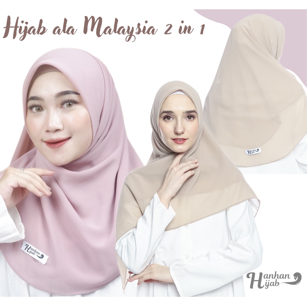 Hanhan Hijab - Segiempat Oval Inara Polos Ceruty Premium / Segi Empat Inara Malay