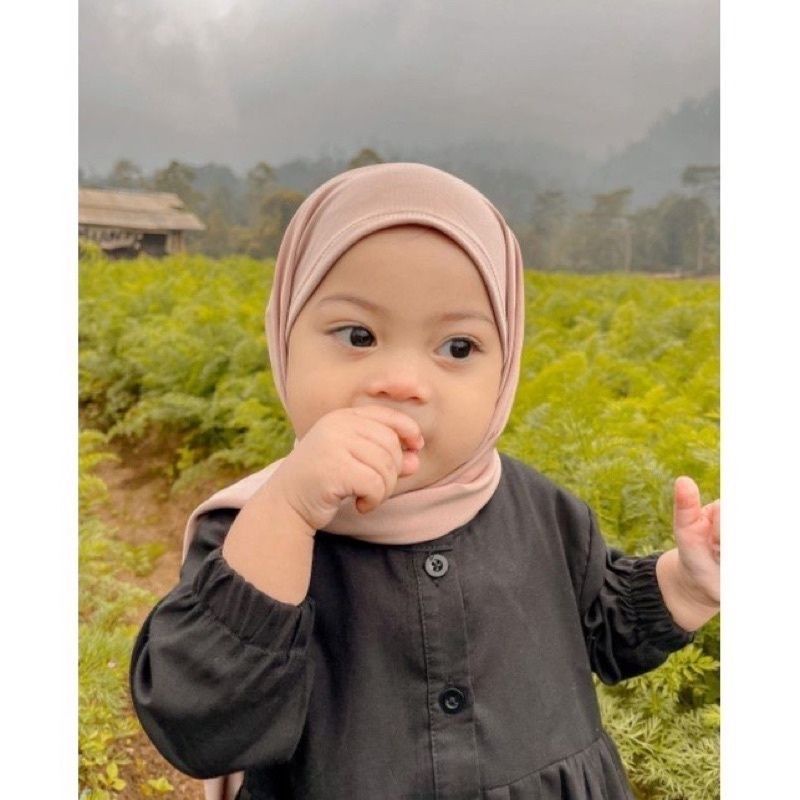 Pashmina hijab anak instant bahan jersey bayi usia 0-2 tahun