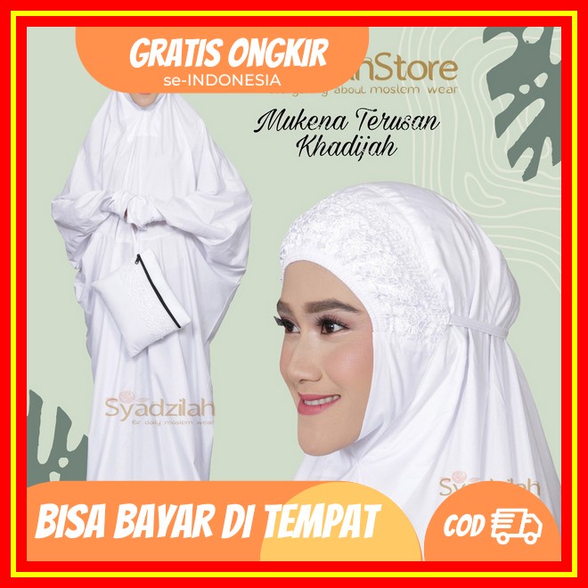 Nanoystore Official - Mukena Dewasa Terusan Katun Rayon Premium Travelling Motif Print Rosiana Hitam