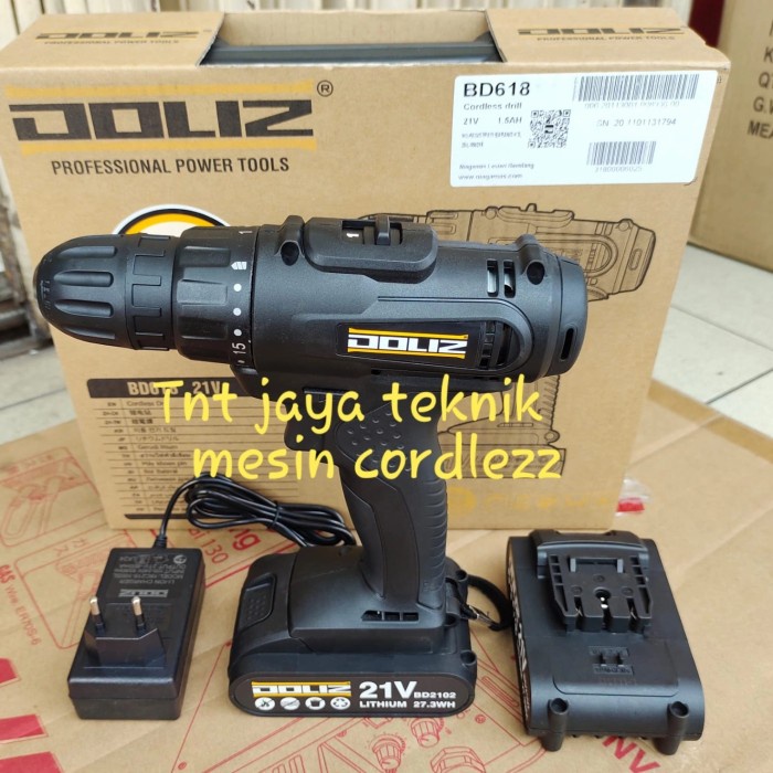 Cordless Drill Doliz Bd618 21 Volt / Mesin Bor Baterai Doliz Bd 618