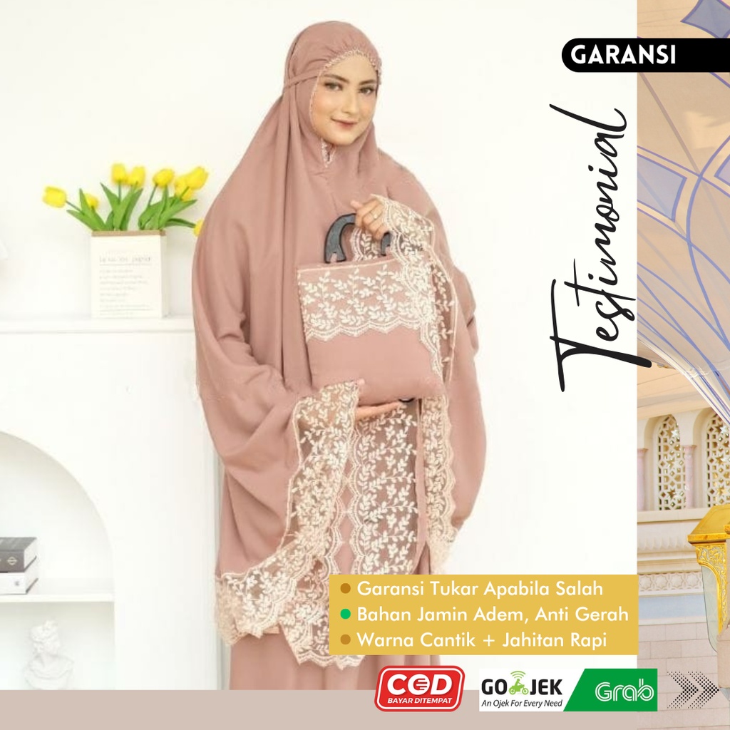 MUKENA DEWASA JUMBO PUTIH POLOS PREMIUM MEWAH RENDA SHIREEN MUKENAH WANITA KATUN BAHAN ADEM MOTIF TE