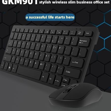 ➭ keyboard wireless and mouse set gaming combo paket kumputer pc laptop mini slim GKM901-Hitam/Keybo