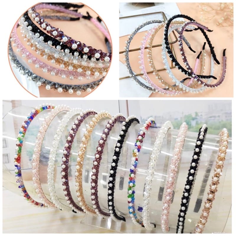 BANDO KOREA MANIK FULL CANTIK FASHION BANDO MUTIARA MAMUT