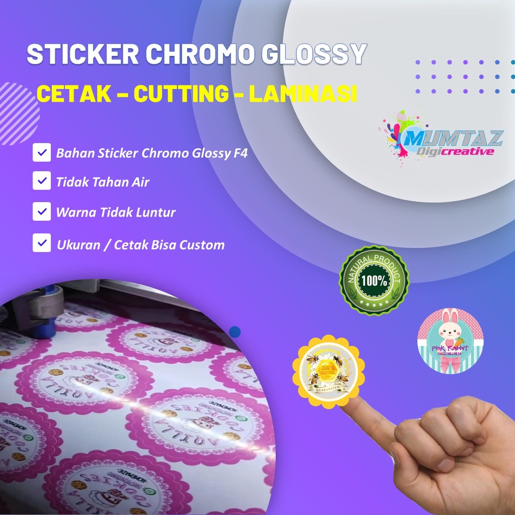 

Cetak + Cutting Sticker Label Produk Chromo - F4