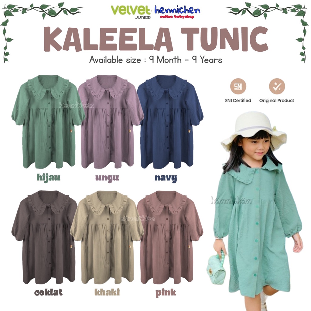 VELVET TAQIYYA TUNIC / KALEELA TUNIC  | KALEELA TUNIK VELVET BAJU TUNIK JUNIOR RAYYA COLLECTION/IED COLLECTION EDISI BAJU LEBARAN ANAK FASHION PEREMPUAN