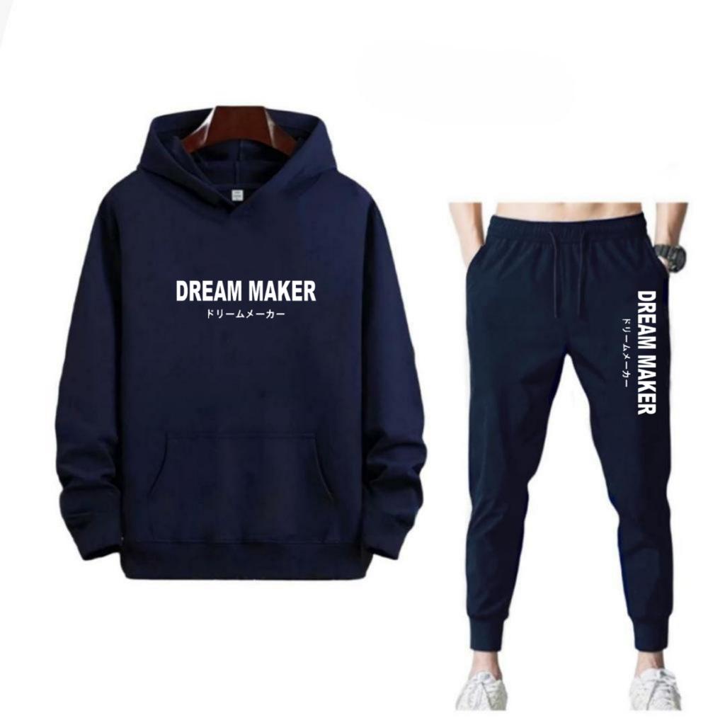 SETELAN MODEL TULISAN DREAM MAKER JOGGER DAN HOODIE BAHAN TEBAL NYAMAN DIPAKAI TERLARIS