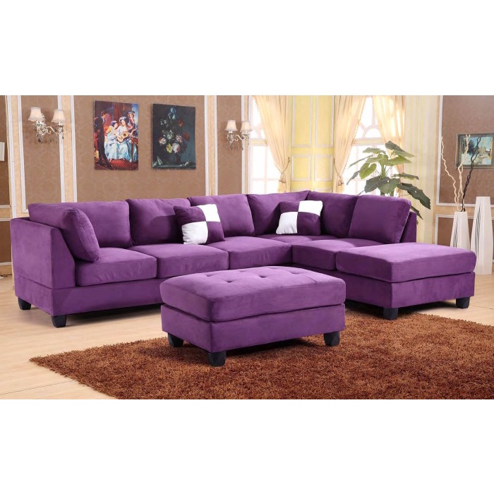 RAY Kursi Tamu Sofa Jati Minimalis Modern Warna Ungu - Sofa Tamu Mewah