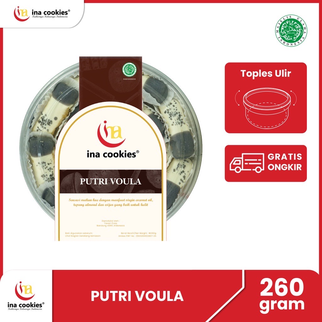 

Ina Cookies Reguler PUTRI VOULA CHEESY ALMOND WHITE