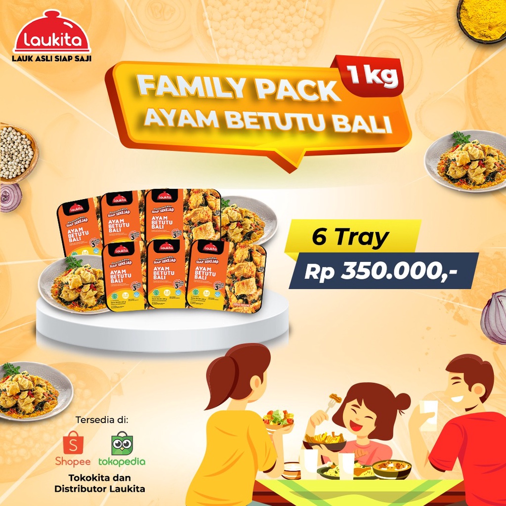 

Laukita Family Pack - Ayam Betutu Bali Pedas Sedang Frozen Food [6 Tray]