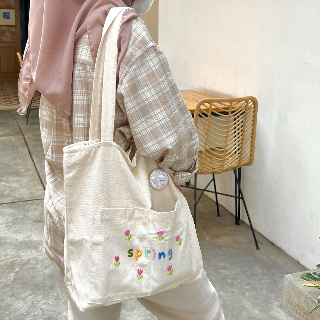 (palette) Noun Tote Bag (2 saku depan + bordir)