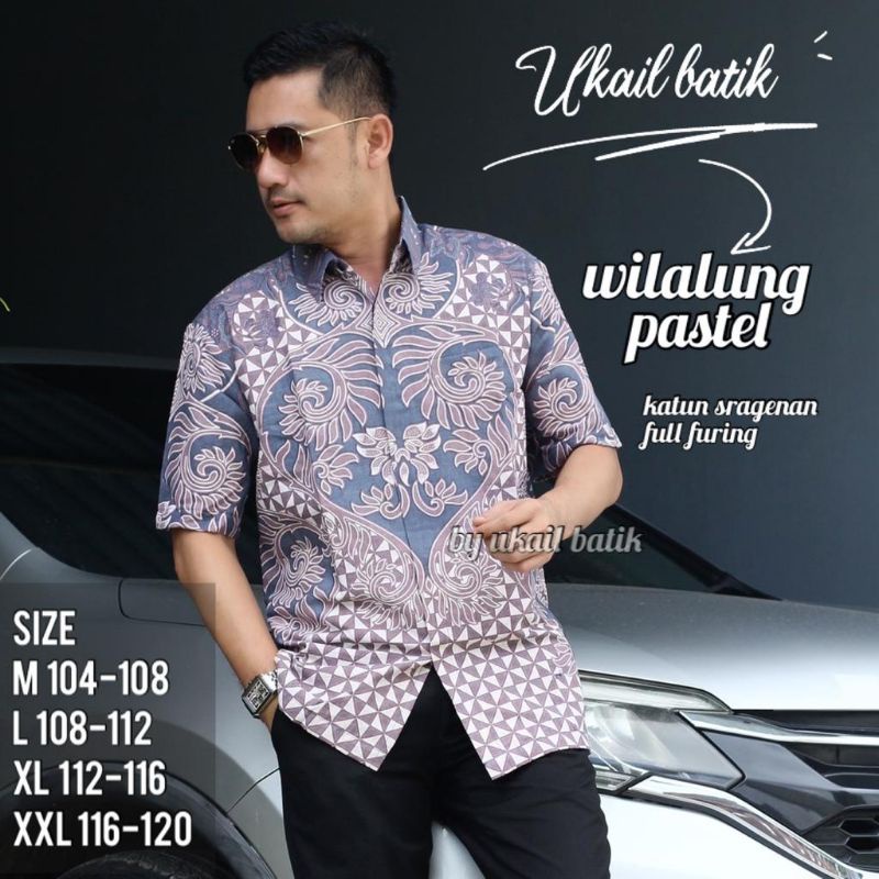 Kemeja Batik Pria Lengan Pendek Motif Wilalung Terbaru Lapis Furing Bahan Katun Halus Premium