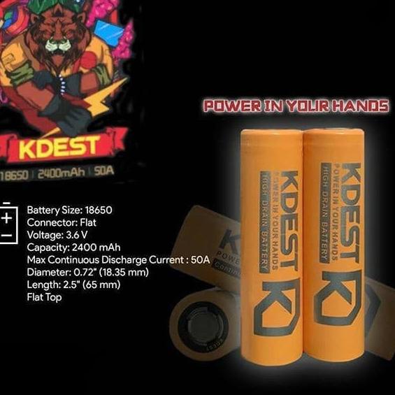 12.12 BATERAI 18650 AUTHENTIC KDEST 2400MAH 50A buruan