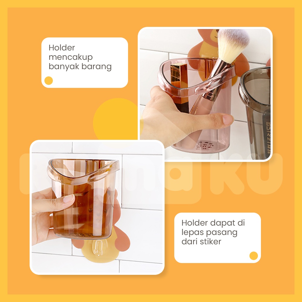Rumaku Tempat Sikat Gigi Odol Rak Gantung Penyimpanan Sikat Gigi Rak Kamar Mandi Toilet Motif Beruang
