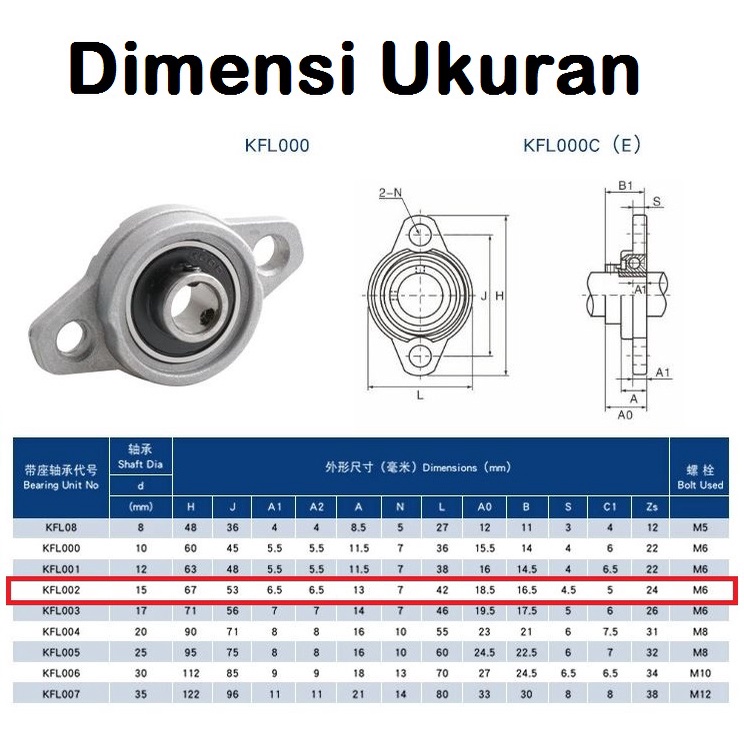 [[HAEBOT] Bearing Pillow Block KFL002 15mm Bracket Holder Shaft LeadScrew CNC 3D Printer Ball Threaded Rod As Besi Mekanik Screw Vertikal