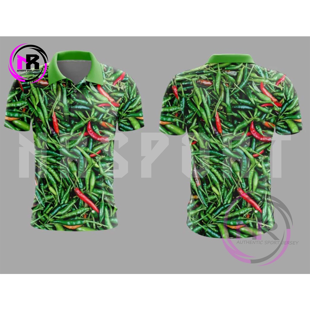 JERSEY PRINTING CABAI IJO TERBARU/BAJU CABE SAYURAN/ATASAN BAJU SAYURAN BERKERAH/BAJU CABAI FULL PRI