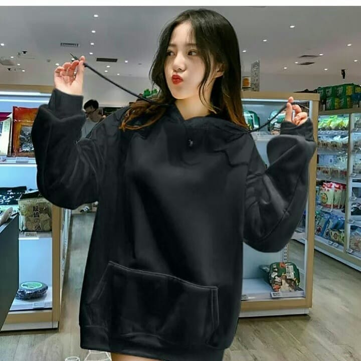 SWEATER POLOS HODIE WANITA - HOODIE OVERSIZE XXL JUMBO  - Hoddie Wanita Korean Simple Kekinian