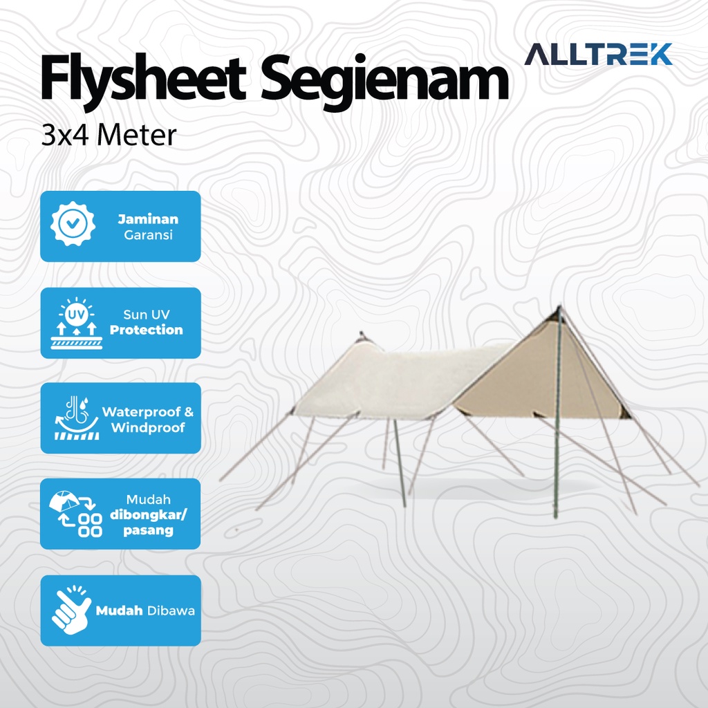 ALLTREK Flysheet AERONIX Segi Enam 3x4M Camping Outdoor Anti UV