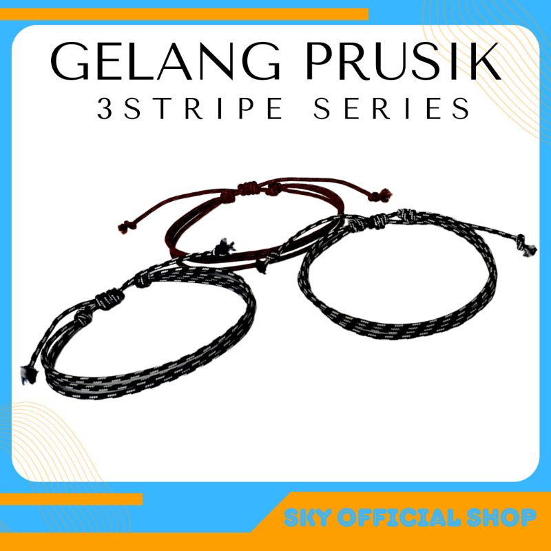 Gelang Perusik 3stripe Simpel | Gelang Gunung Pendaki Prusik 3stripe Simple