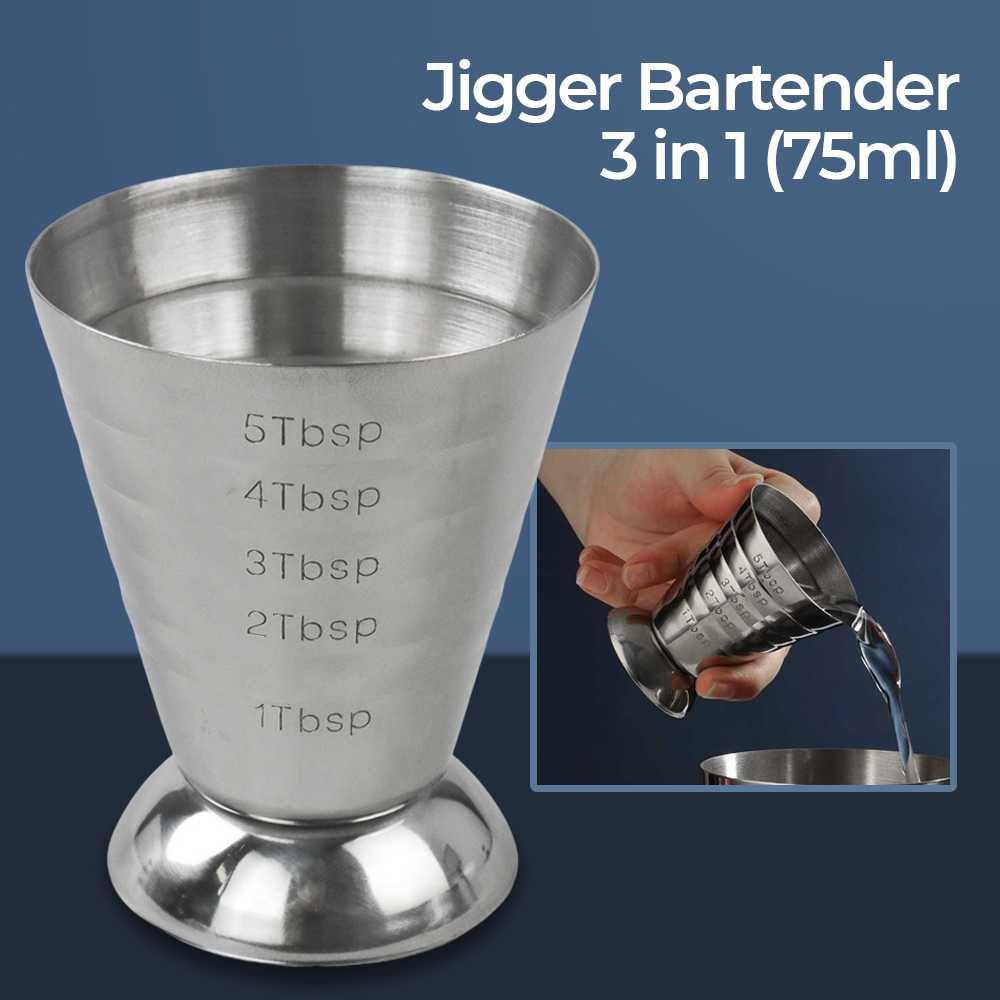 Gelas Ukur Bartender Multilevel Jigger Bar 3 in 1 75ml - 304 - Silver