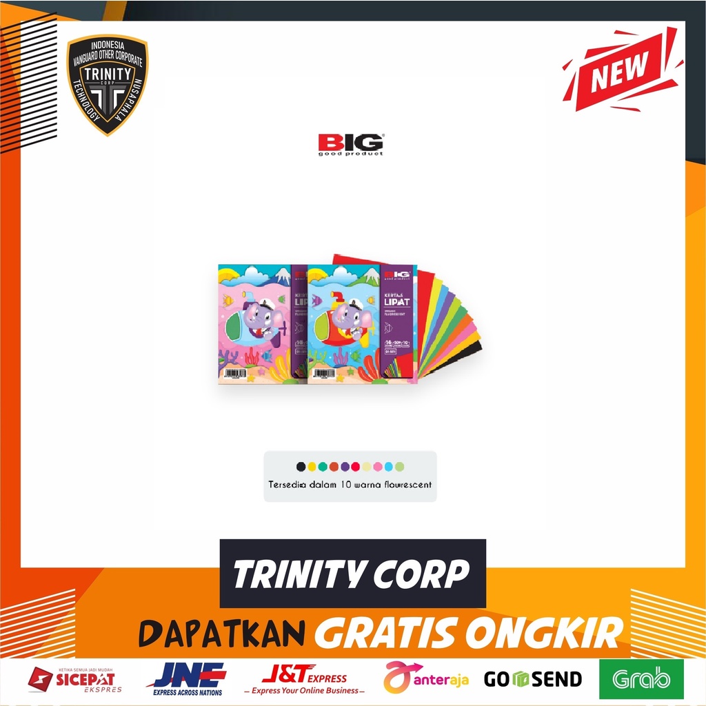 

Kertas Lipat Origami BIG 10 Warna 2 Sisi 14X14 OR-5014