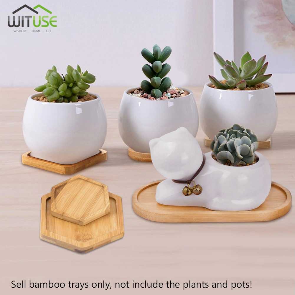 (BISA COD) FTIHSHP WITUSE Alas Tatakan Pot Tanaman Dekorasi Minima Bamboo Tray Circle - EQF301