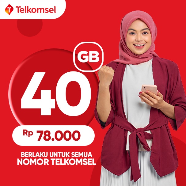 Kuota UTAMA - Semua Nomor Telkomsel 40GB 78 Ribu - 24 JAM FULL