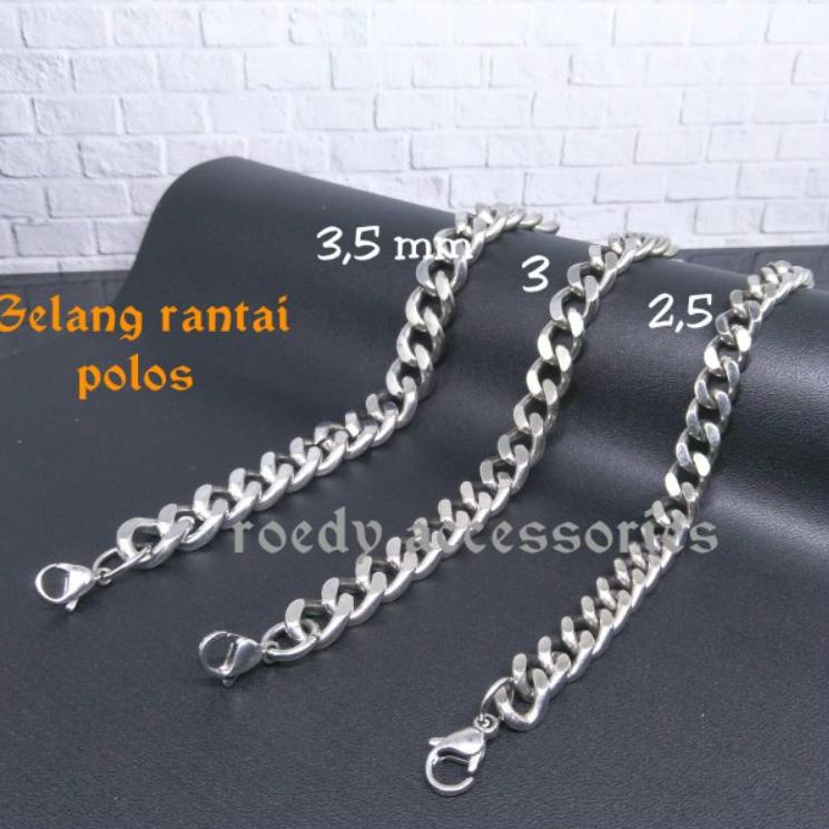 Di$kon☂ Gelang rantai silver polos pria & wanita titanium (stainless stell) 0G7
