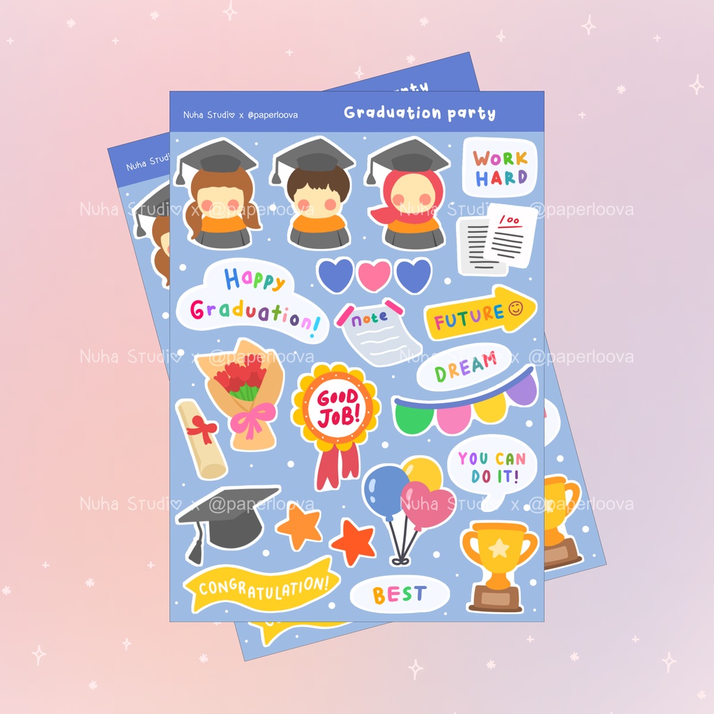 

Sticker by paperloova | Graduation Party Kelulusan Lulus Wisuda Toga Selempang Skripsi Thesis Piala Balon | Aesthetic Sticker Estetik Stiker HP Laptop Botol Cute Waterproof Scrapbook Diary Journal Bujo Anti Air