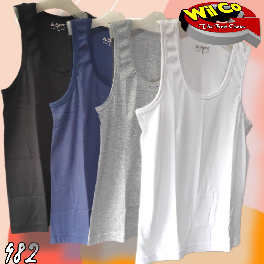 K482T - (HARGA PER 3 PCS) KAOS DALAM SINGLET PRIA PAKAIAN DALAM PRIA AGREE RANDOM