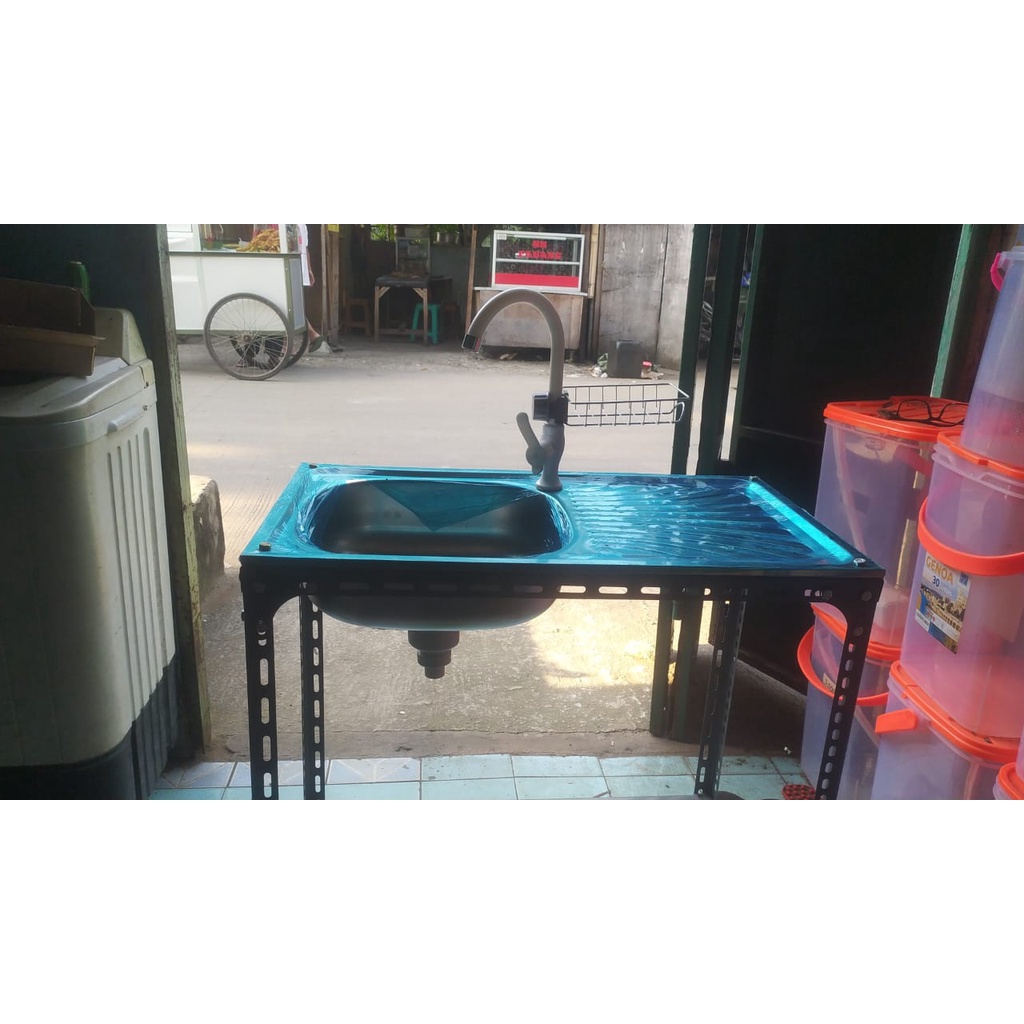 Bak Cuci Piring - Kictchen Sink Kaki Meja Rak Portable Wastafel - Cuci Piring Rak Portabel - Bak Cuci Piring