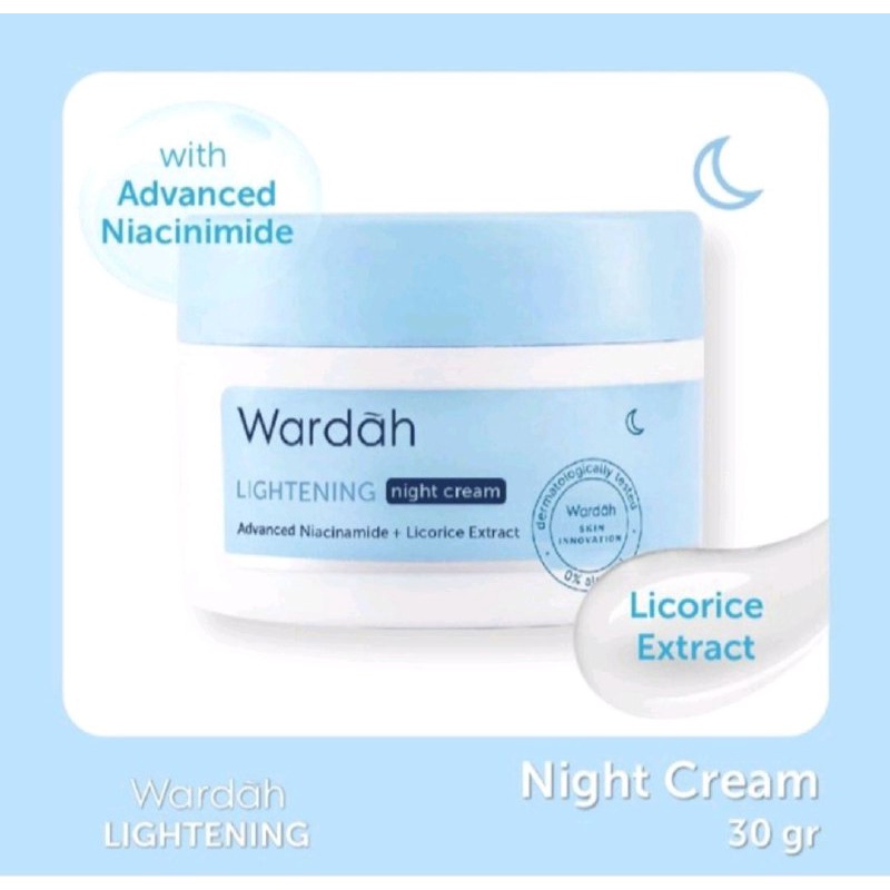 WARDAH LIGHTENING NIGHT CREAM KRIM WAJAH WARDAH NIACINAMIDE 20gr&amp;30gr