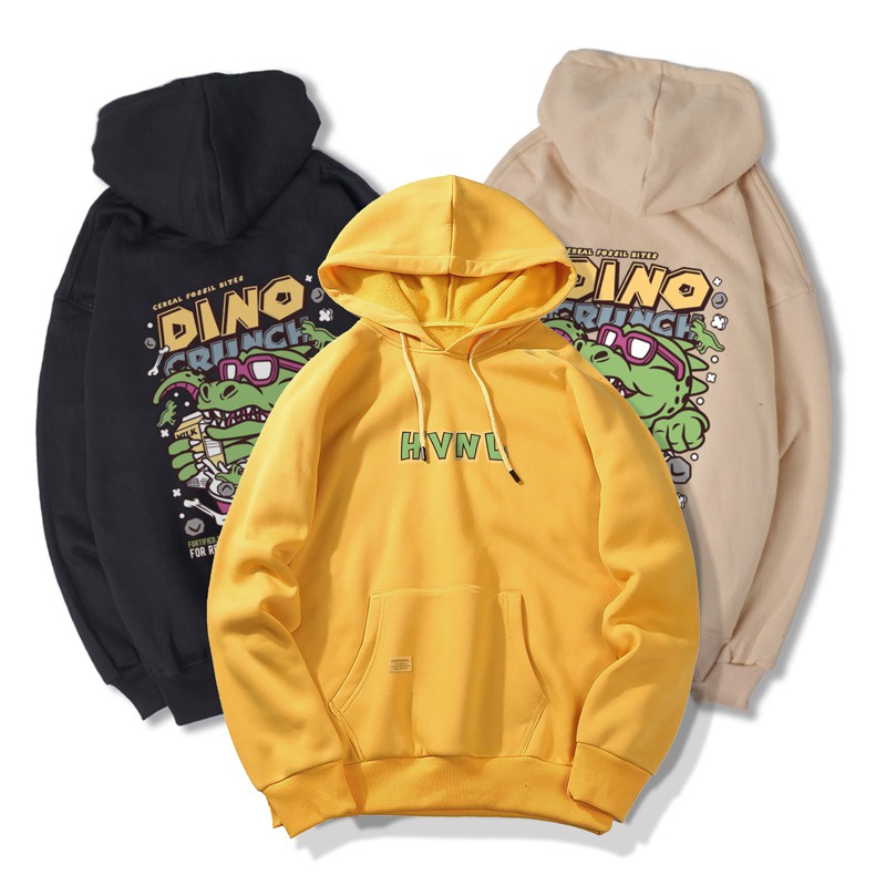 Parisdivarious Sweater Hoodie Jemper Dino Hijau Bahan Fleece Size S - XXL (Pria &amp; Wanita)